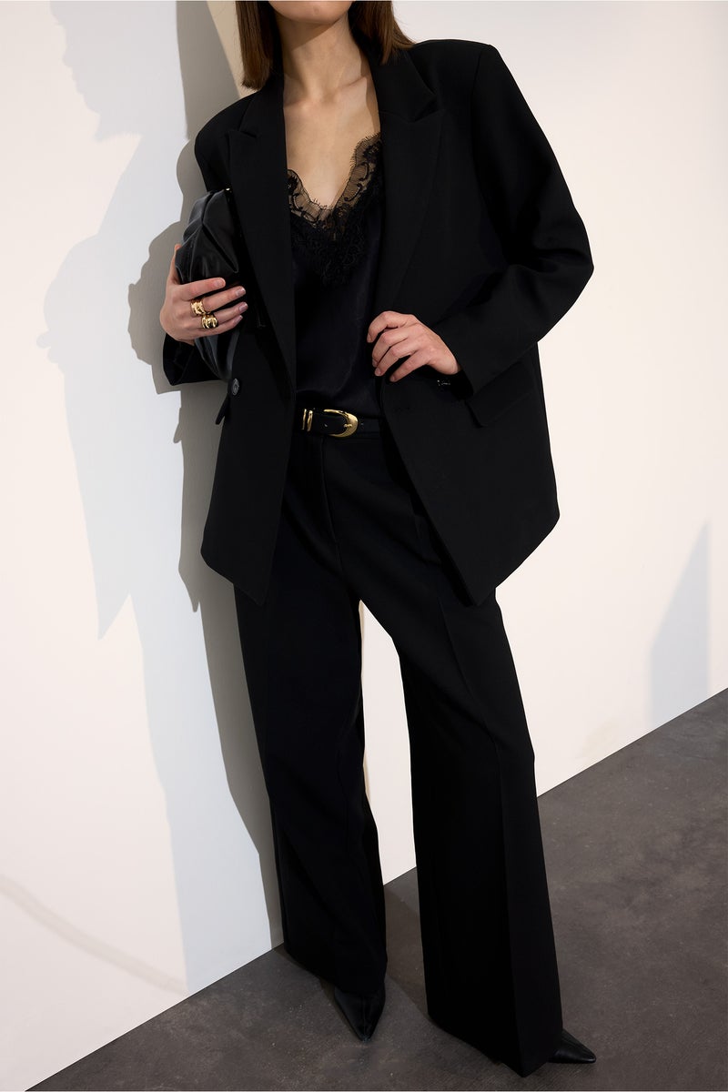 DeFacto Black Woman Oversize Jacket Collar Blazer Casual - Image 3
